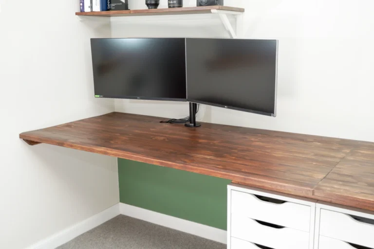 Floating Office Desk made from 2x4 construction lumber.