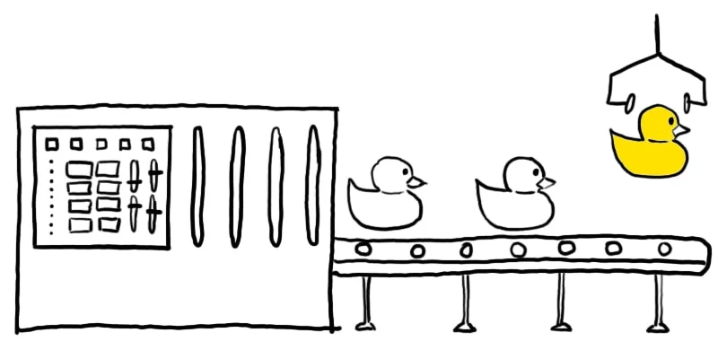 Product Production - Ducks on assembly line