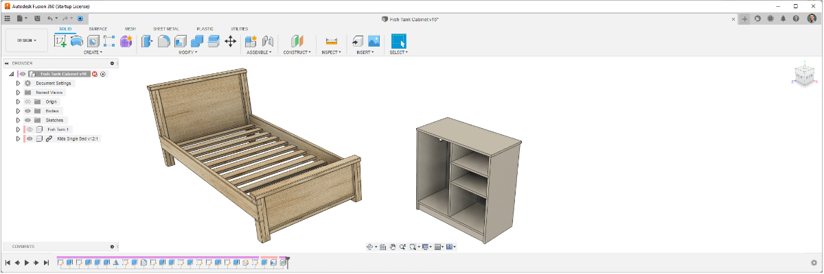 Bed and Cabinet in Fusion 360 CAD Software