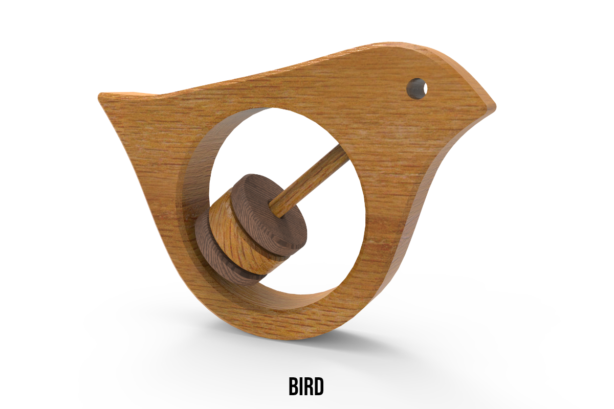 Wooden Bird Baby Rattle Toy