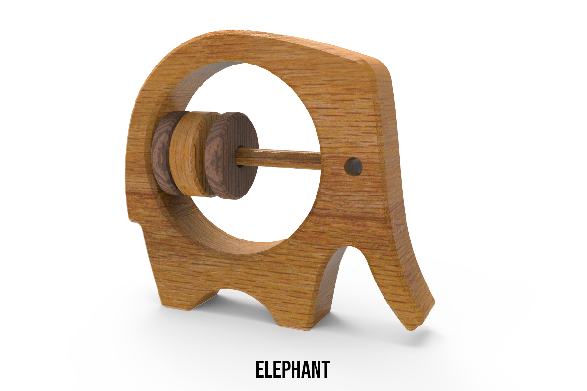 Wooden Elephant Baby Rattle Toy