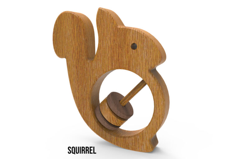 Wooden Squirrel Baby Rattle Toy