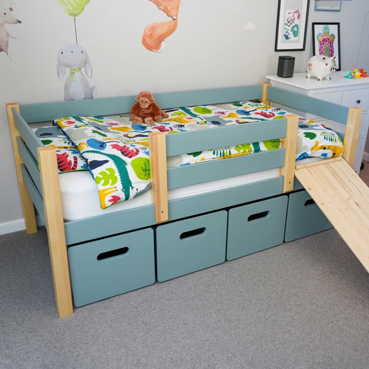 Kids Modern Bed with Storage and Slide