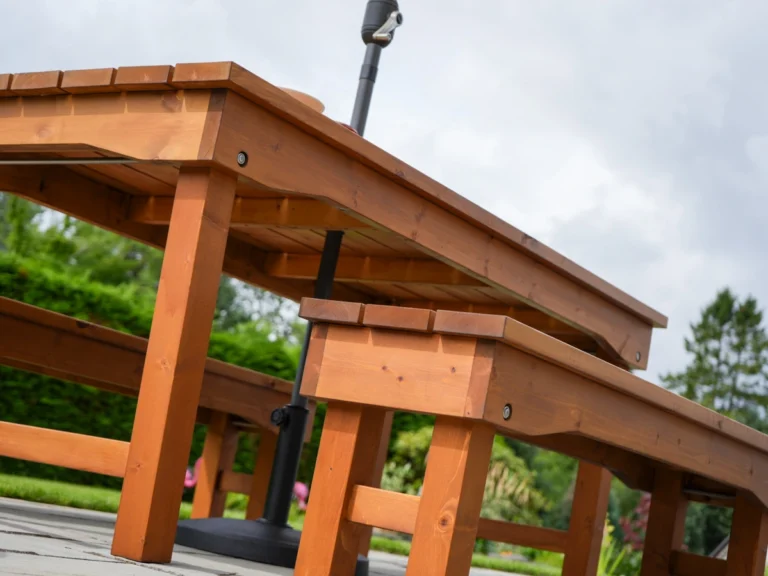 Outdoor Table and Benches Detail View