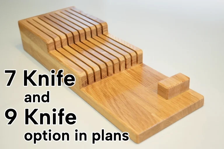 Make this Knife Block from wood scraps. Seven Knife and Nine Knife option supplied with plans.