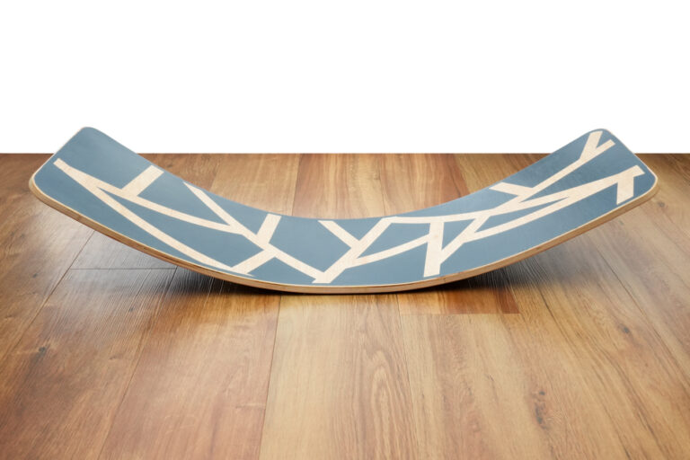 A DIY Balance Board with narrowed waist for stability and felt bottom to protect your floors.