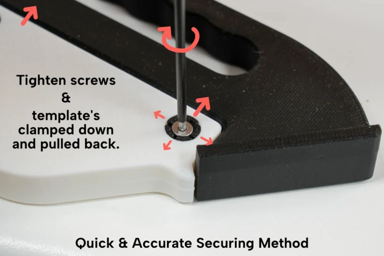 To change the radius, simply insert the new radius and turn each screw half a turn. This will secure the radius, while also pulling it back and down. This ensures a secure fit, that's also accurate.