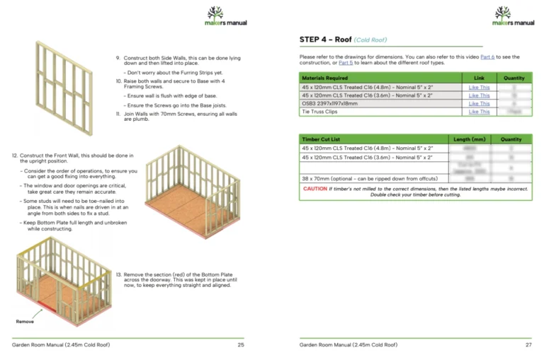 2.45m Cold Roof Garden Room Manual Example Pages 3